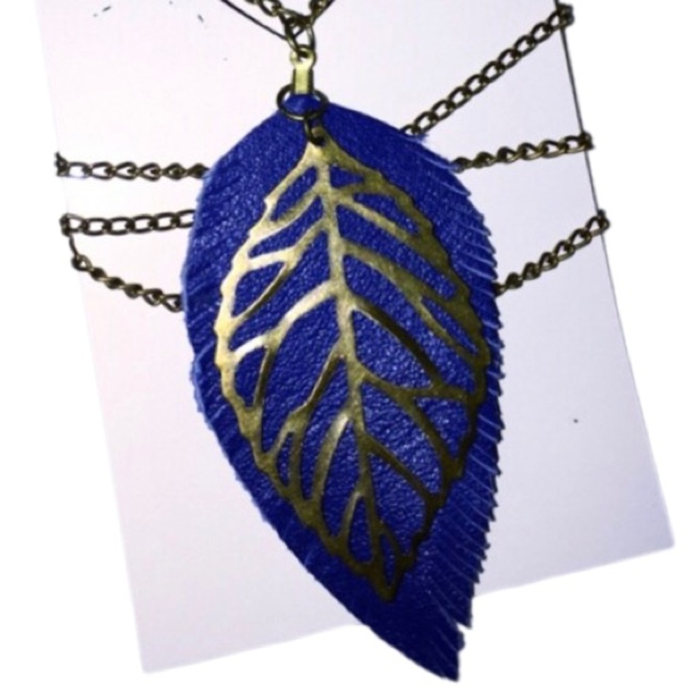 4/$100!🌱 Handmade Local Artist Long Authentic Leather Feather Necklace Pendant